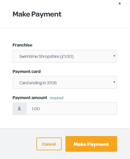 Make a payment modal